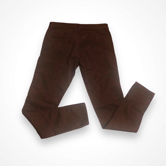 Maroon Black Leopard Cheetah Animal Print Low Rise Stretch Denim Jeans Basicon - Picture 5 of 7